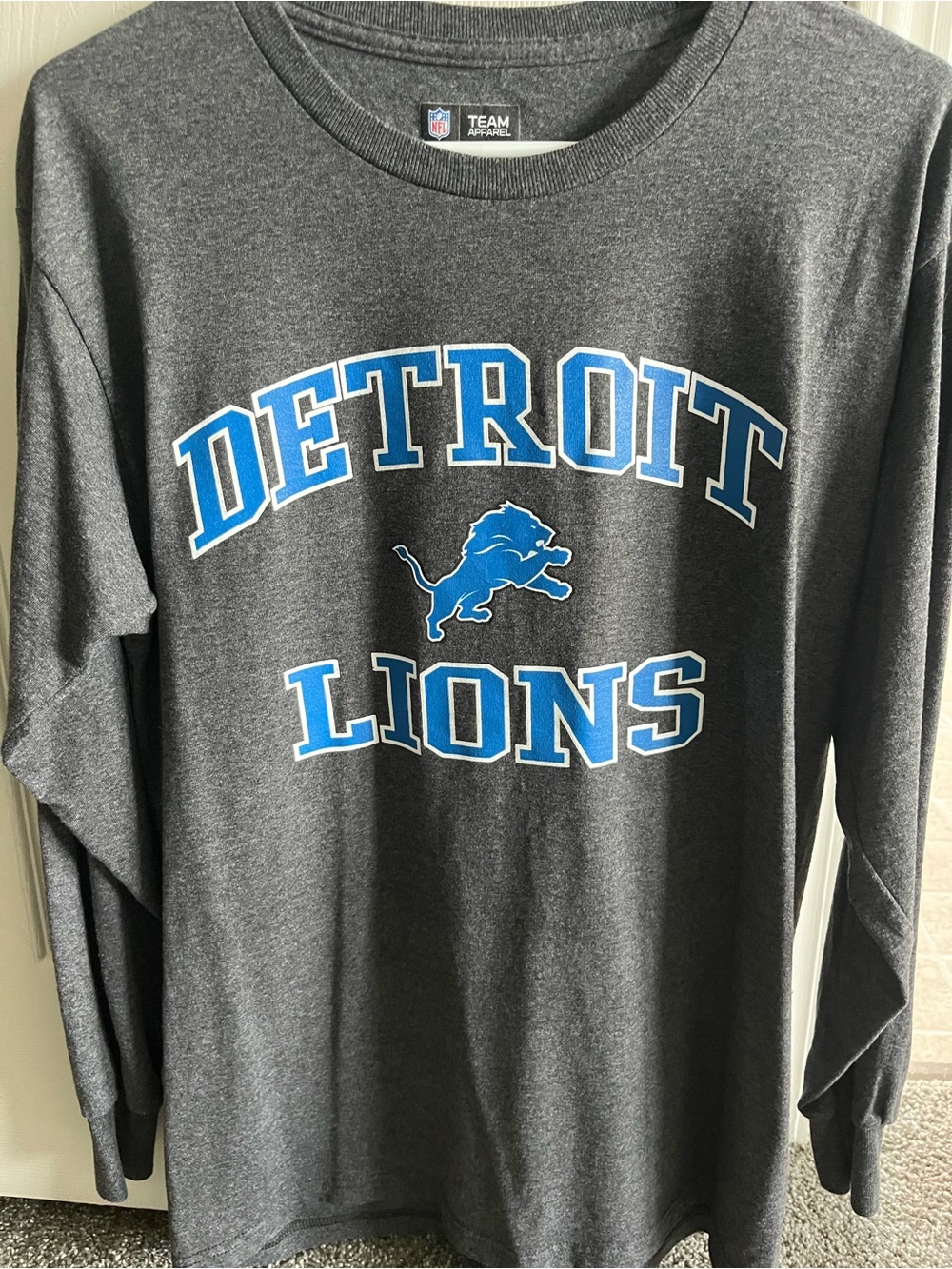 Team Apparel Grey Crewneck Sweatshirt with Blue White Lettering